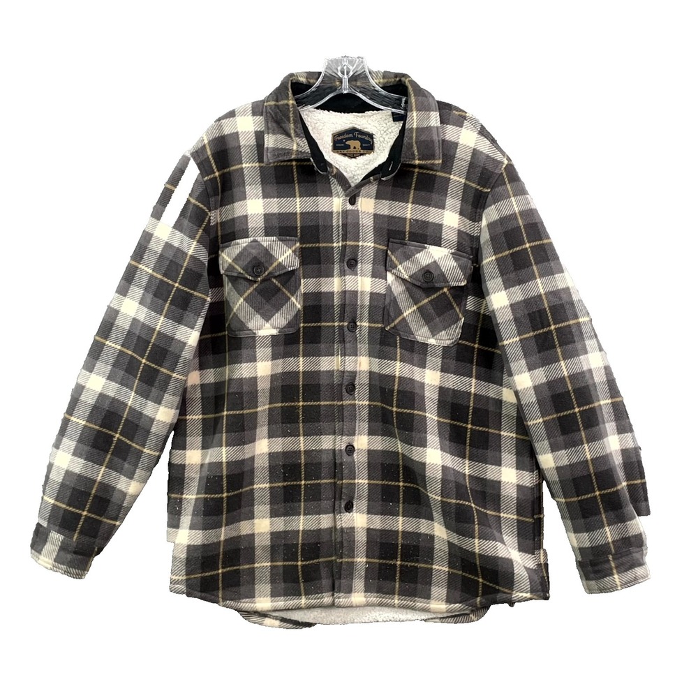 Freedom Foundry Flannel Shirt Jacket Men Large Plaid Sherpa Lined Outdoor Hiking